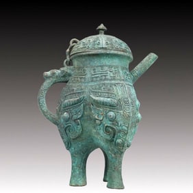 A Precious Bronze Beast-Face Pattern Ewer ,With Inscription