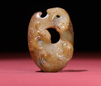 An Exquisite White Jade Dragon and Phoenix Pattern Pendant