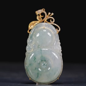 18K Gold Natural Jadeite