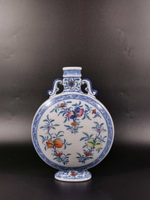 An Exquisite Blue and White Doucai Flower and Fruit Pattern Vase