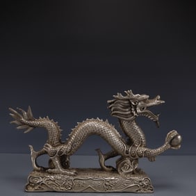 An Exquisite Silver-plated Bronze Dragon Ornament