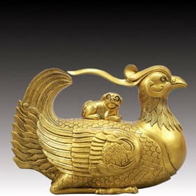 A Rare Gilt Bronze Phoenix Ornament