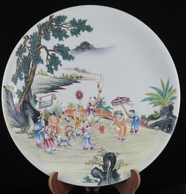 A Huge Enamel Character and Story Pattern Plate