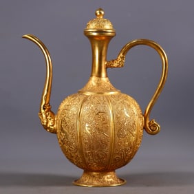 An Exquisite Gilt Bronze Flower and Bird Pattern Ewer