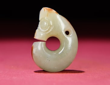 An Exquisite White Jade Pig-Dragon Pendant