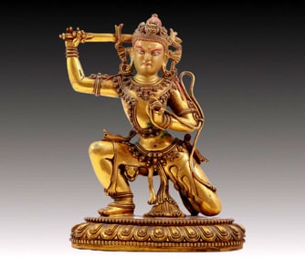 A Brilliant Gilt-Bronze Figure Of Vajrapani