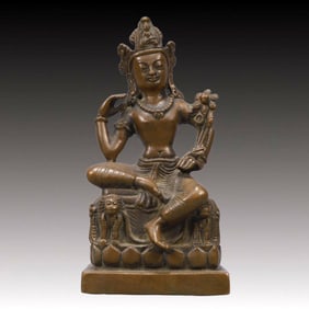 A Solemn Bronze Statue of Tara