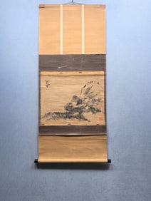 A Chinese Vertical Scroll Ink Painting of Flower and Bird on Paper,Bada Shanren