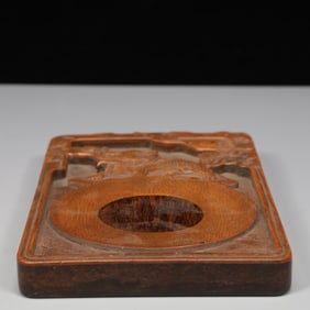 An Exquisite Huanghuali Wood Pine, Bamboo and Plum Blossom Pattern Inkstone
