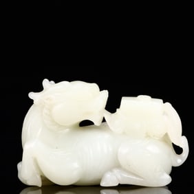 An Exquisite White Jade Kylin Ornament