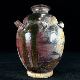 An Exquisite Purplish-Gold Glazed Double-Ears Jar