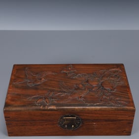 An Exquisite Huanghuali wood Flower and Bird Pattern Box