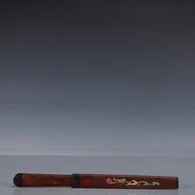 A Rare Zitanwood Inlaid Gems Dragon Pattern Knife Ornament