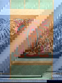 A Chinese Vertical Scroll Ink Painting of Figure on Silk