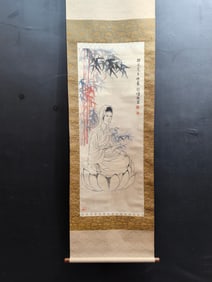 A Chinese Vertical Scroll Ink Painting of Figure on Paper
