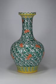 A Rare Famille-Rose White Glazed Fish Pattern Vase