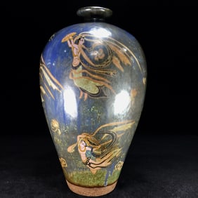 An Exquisite Jian yao Painted Color Figure Pattern Vase
