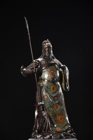 An Exquisite Cloisonne Statue of Guan gong