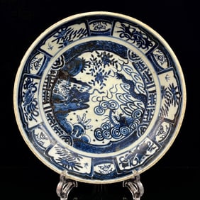 An Exquisite Blue and White Dragon Pattern Plate