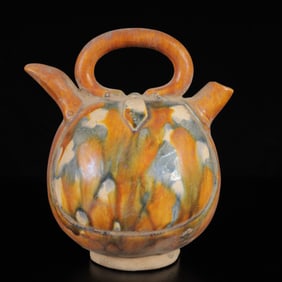 An Exquisite Tang Tri-Color Glazed Pottery Ewer