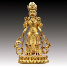 A Solemn Gilt Bronze Statue of Bodhisattva