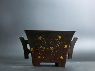 An Exquisite Gilt Bronze Double-Ears and Four-legs Censer