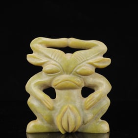 An Archaic Hongshan Culture Yellow Jade Figure Ornament