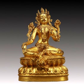 A Solemn Gilt Bronze Statue of Tara