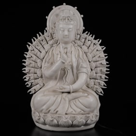 An Exquisite Blance-De-Chine Statue of Thousand-Hand Avalokitesvara