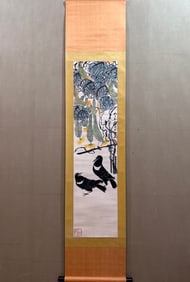 A Chinese Vertical Scroll Ink Painting of Flower and Bird on Paper