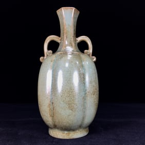 An Exquisite Ru yao Pumpkin-Shaped Double-Ears Vase
