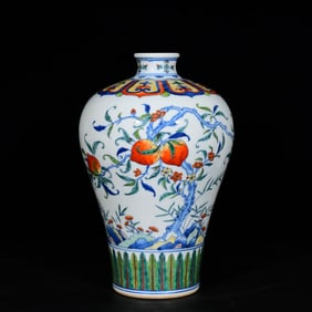 A Rare Doucai Bats and Peach Pattern Vase