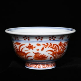 A Exquisite  Blue and White Mandarin duck pattern Cup