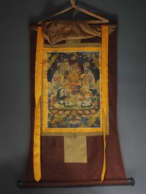 A Rare Brocade Painted Color Statue of Mammon Tangka