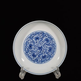 An Exquisite Blue and White Lotus Pattern Plate