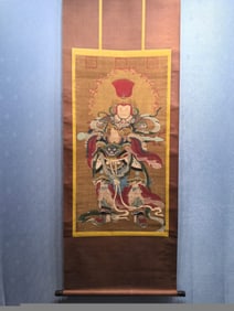 A Chinese Vertical Scroll Ink Painting of Figure on Silk