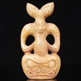 An Archaic Hongshan Culture Yellow Jade Figure Ornament