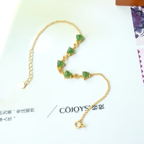 An Exquisite Sterling Silver-Gold Plated Inlaid Jasper Bracelet