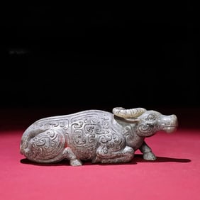 An Exquisite White Jade Buffalo Hand Piece