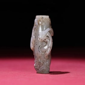 An Exquisite White Jade Chi-Dragon Pattern Pendant