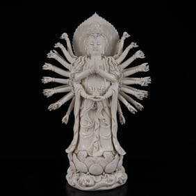 An Exquisite Blance-De-Chine Statue of Thousand-Hand Avalokitesvara