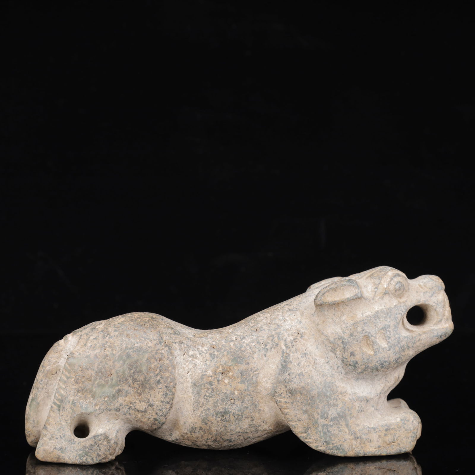 An Archaic Hongshan Culture Greenish Jade Animal Ornament (1 of 13)
