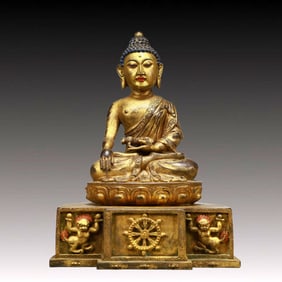 A Solemn Gilt Bronze Statue of Sakyamuni