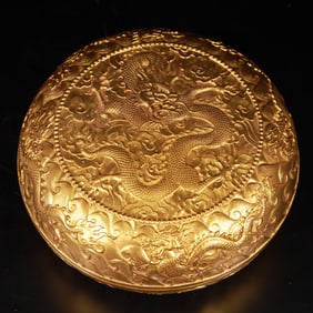 An Exquisite Gilt Bronze Dragon Pattern Box with Cover