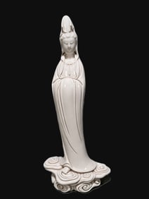 A Huge Blance-De-Chine Statue of Avalokitesvara