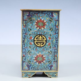 An Exquisite Cloisonne Lotus Pattern Four Legs Brush Pot