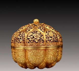 An Exquisite Gilt Bronze Flower Pattern Censer