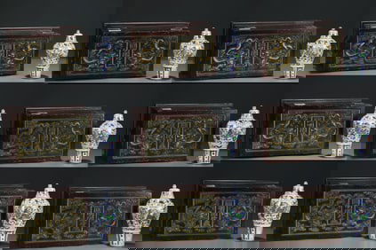 A Set of Fine Doucai Flower and Auspicious Beast Pattern Vases