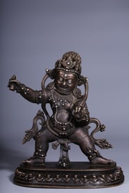 A Rare Alloy Copper Inlaid Silver Vajra protector