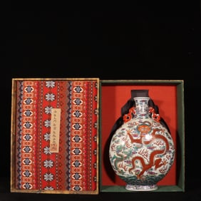 A Rare Doucai Seawater and Dragon Pattern Double-Ears Vase